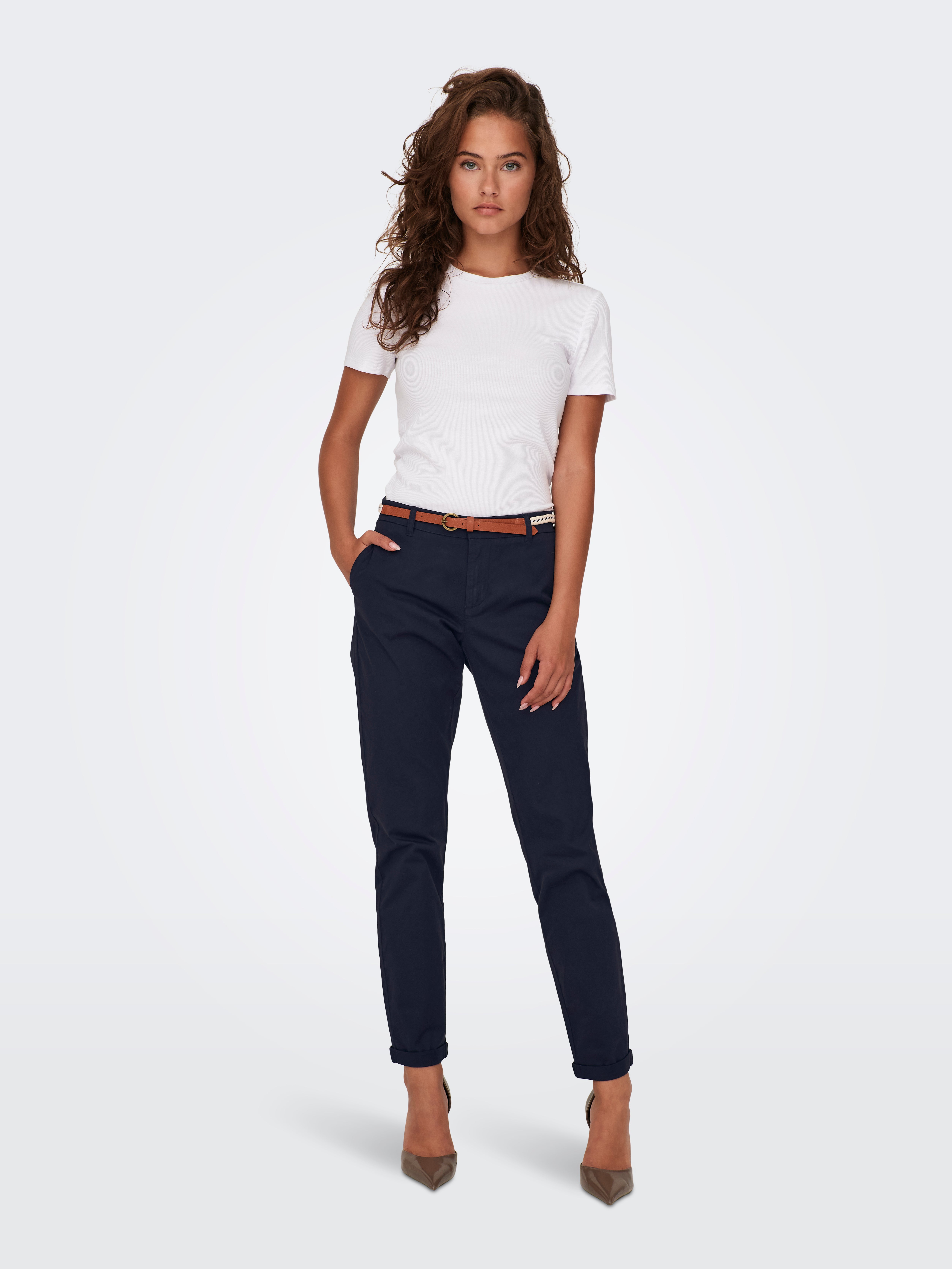 ONLBIANA Mittlere Taille Normal geschnitten Hose | Dunkelblau | ONLY®