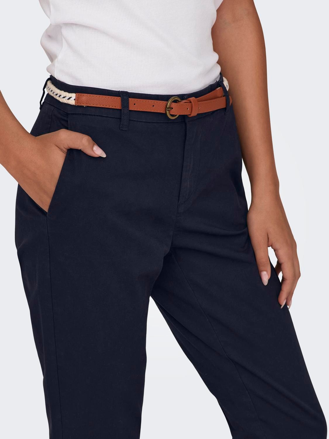 ONLY Regular Fit Mid waist Trousers -Night Sky - 15218519