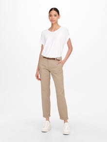 ONLY Regular Fit Mid waist Trousers -Rugby Tan - 15218519