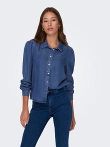 ONLY Camicie Regular Fit Collo Camicia Polsini con bottone Maniche a sbuffo -Medium Blue Denim - 15218685