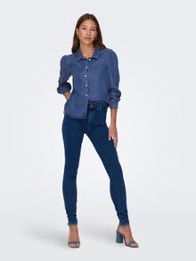 ONLY Regular Fit Shirt collar Buttoned cuffs Puff sleeves Shirt -Medium Blue Denim - 15218685