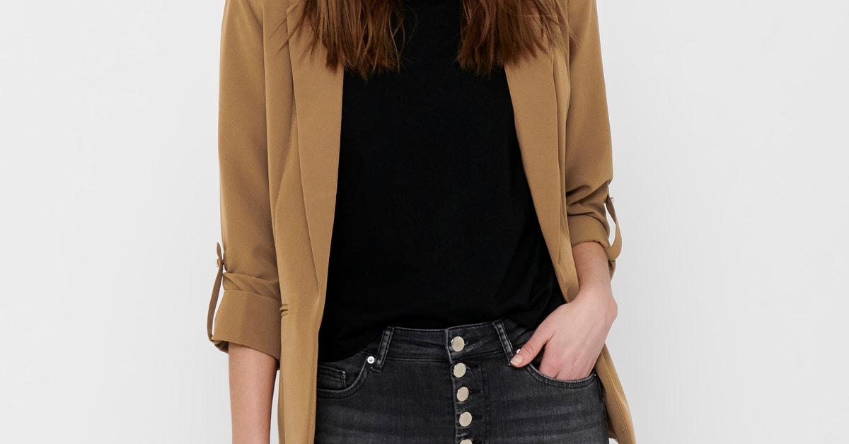 ONLY Blazer Femme ONLKAYLE-ORLEEN – Blazer Manches 3/4, Poches Avant, Bretelles Manches, Polyester Élasthanne, Style Chic Danois