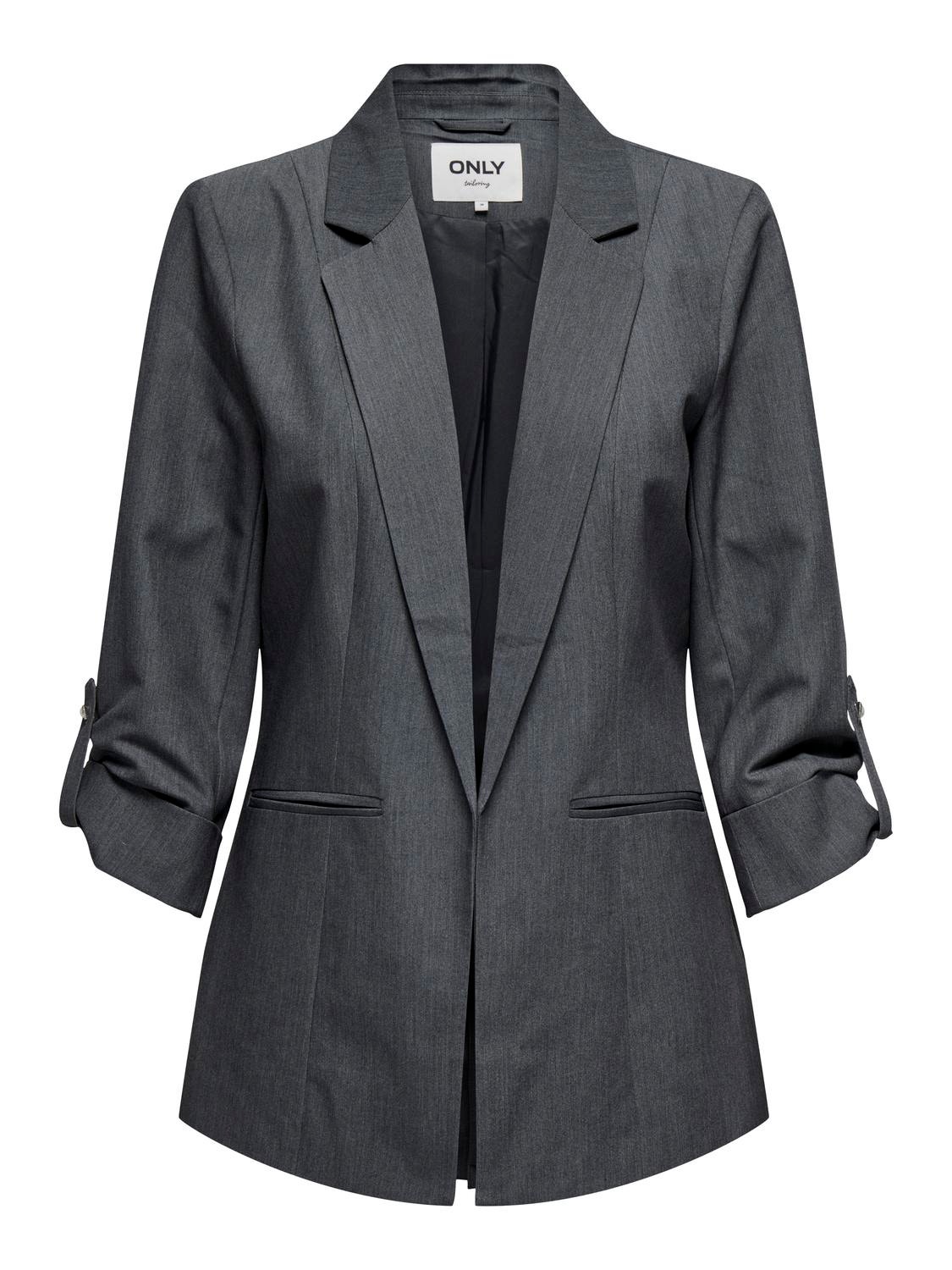 ONLY Normal geschnitten Reverskragen Ärmelbündchen mit Knopf Blazer -Medium Grey Melange - 15218743