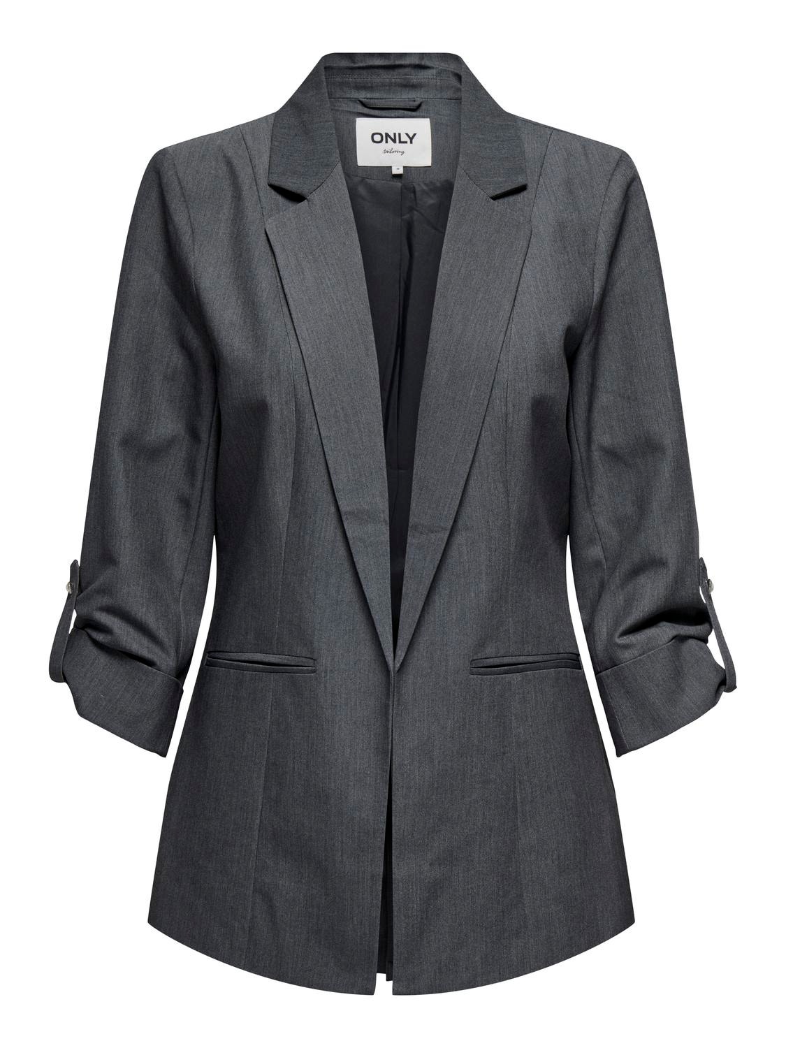 ONLY Regular Fit Reverse Buttoned cuffs Blazer -Medium Grey Melange - 15218743