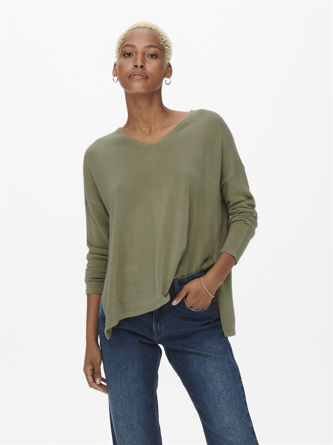 ONLY V-neck Knitted Pullover -Mermaid - 15219642
