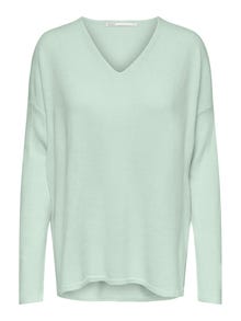 ONLY V-neck Knitted Pullover -Mist Green - 15219642