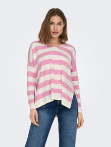 ONLY V-neck Knitted Pullover -Bonbon - 15219642