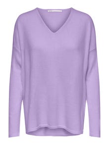 ONLY V-neck Knitted Pullover -Purple Rose - 15219642