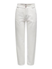 ONLY ONLTroy life Karottenhose mit hohem Bund Straight Fit Jeans -White - 15219708