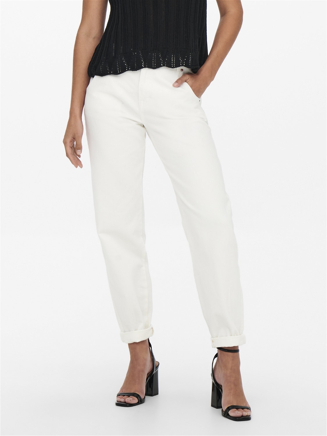 ONLY Jeans Carrot Fit Taille haute -White - 15219708