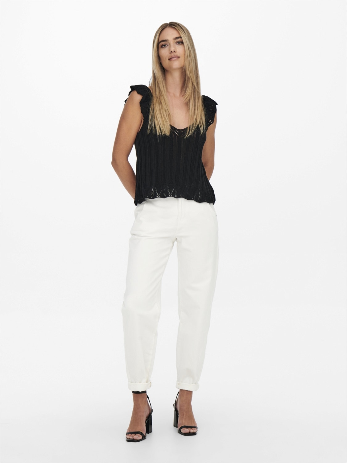 ONLY Karotte Hohe Taille Jeans -White - 15219708