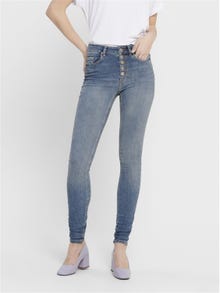 ONLY ONLBLUSH LIFE High Waist BUTTON Skinny jeans TALL -Medium Blue Denim - 15219811