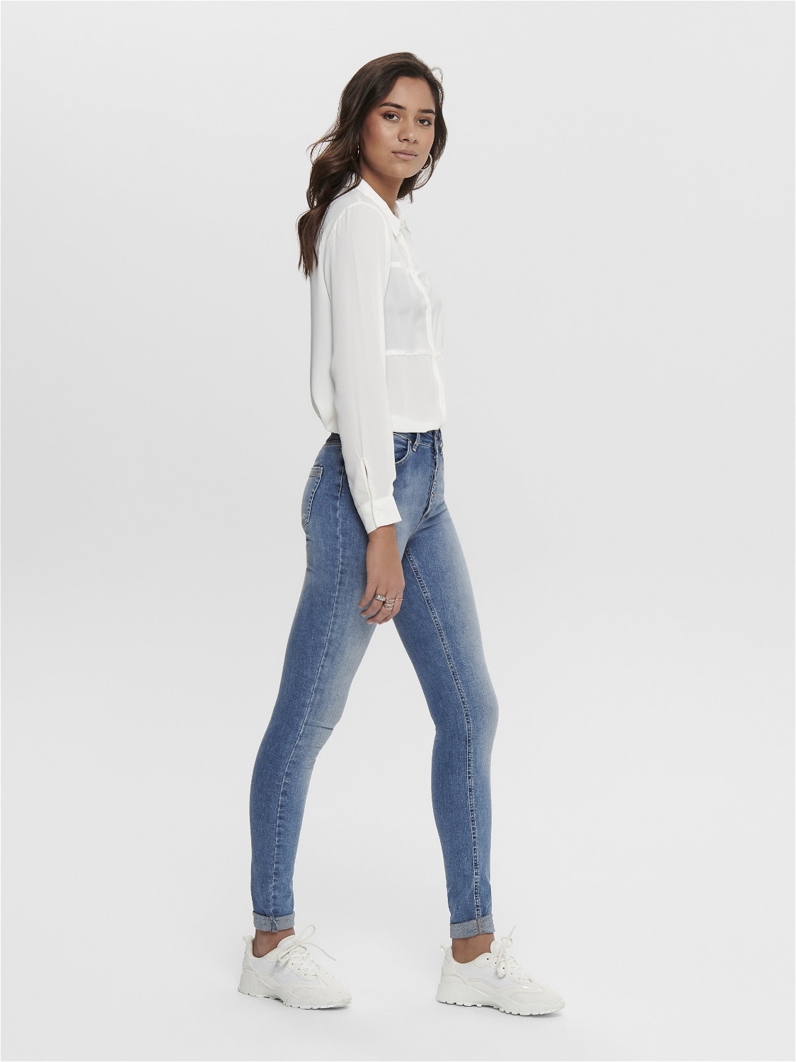 ONLY ONLBlush life hw button skinny jeans -Medium Blue Denim - 15219811