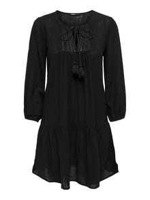ONLY Vestido corto Corte regular Cuello redondo Puños elásticos -Black - 15219922