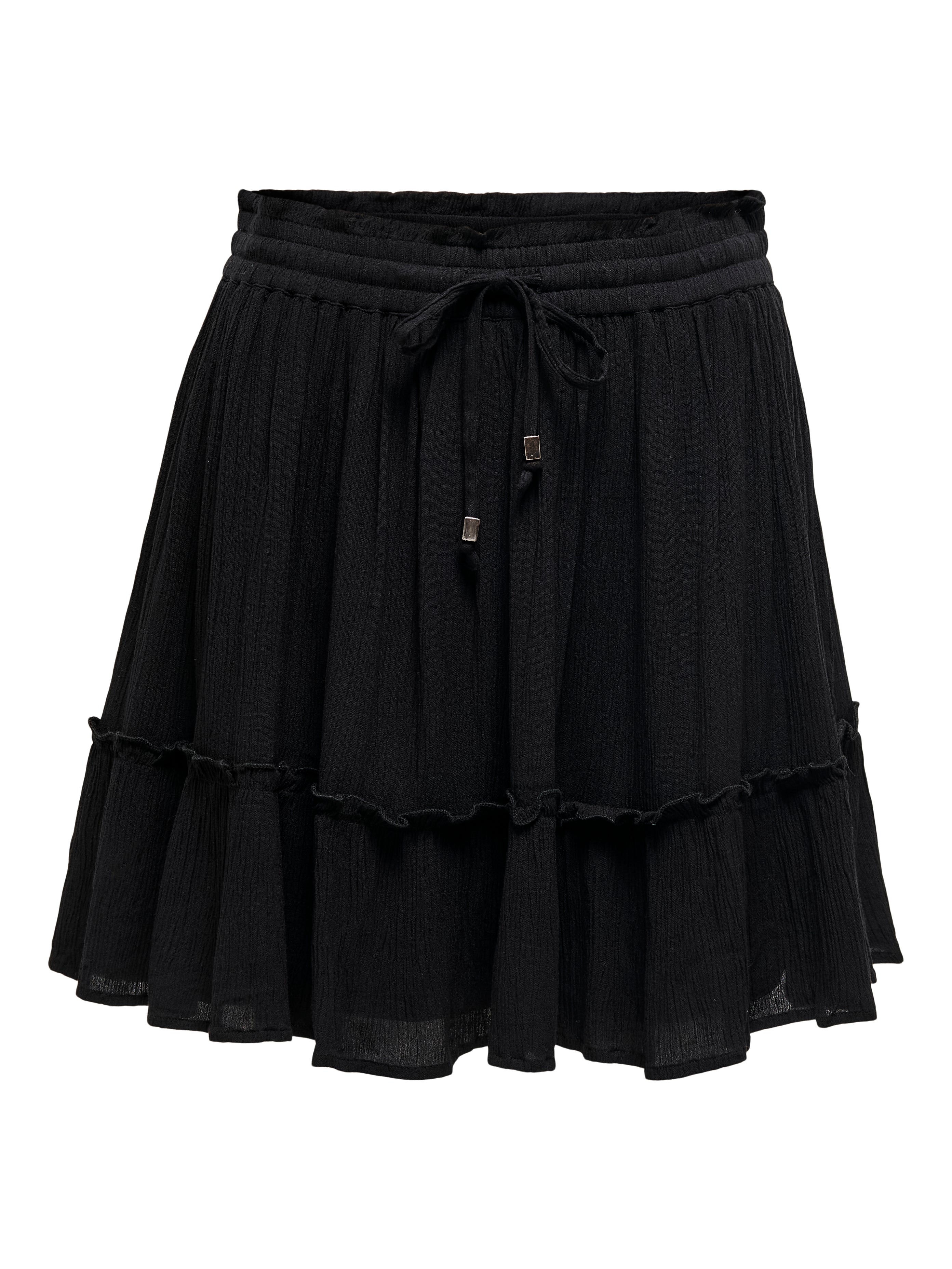 short black ruffle skirt