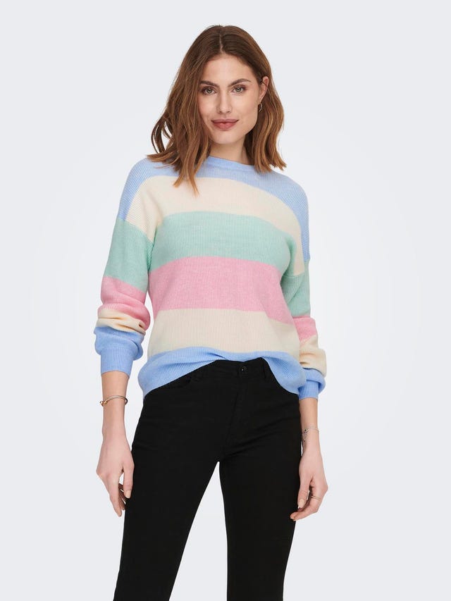 ONLY Round Neck Ribbed cuffs Dropped shoulders Pullover - 15220044