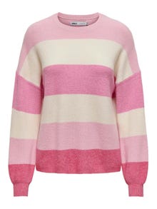 ONLY Round Neck Ribbed cuffs Dropped shoulders Pullover -Pink Lady - 15220044