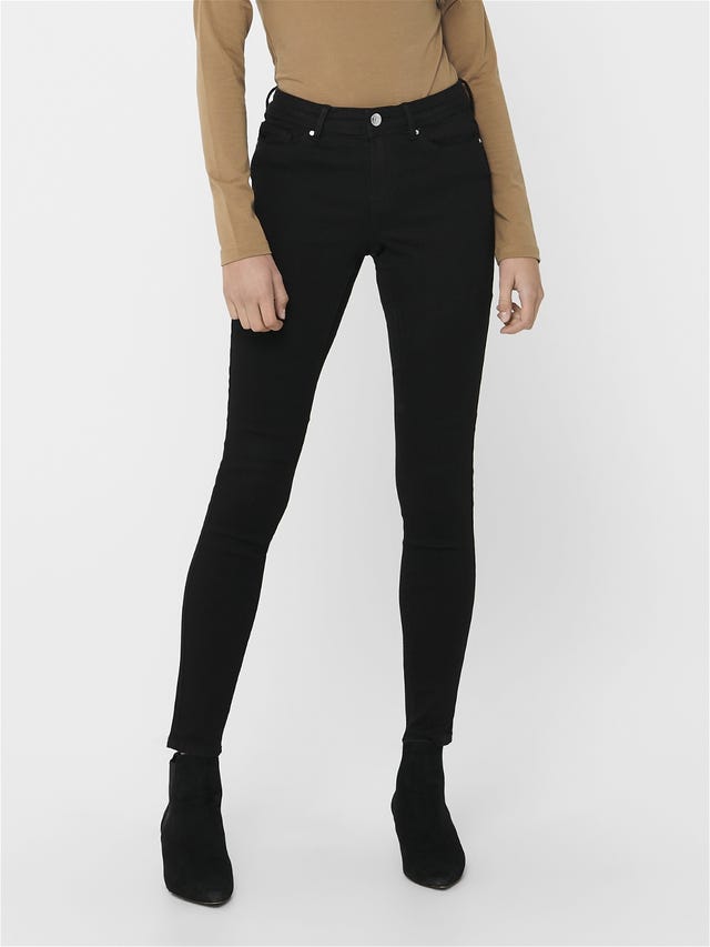 Express, High Waisted Denim Perfect Ankle Skinny in Pitch Black