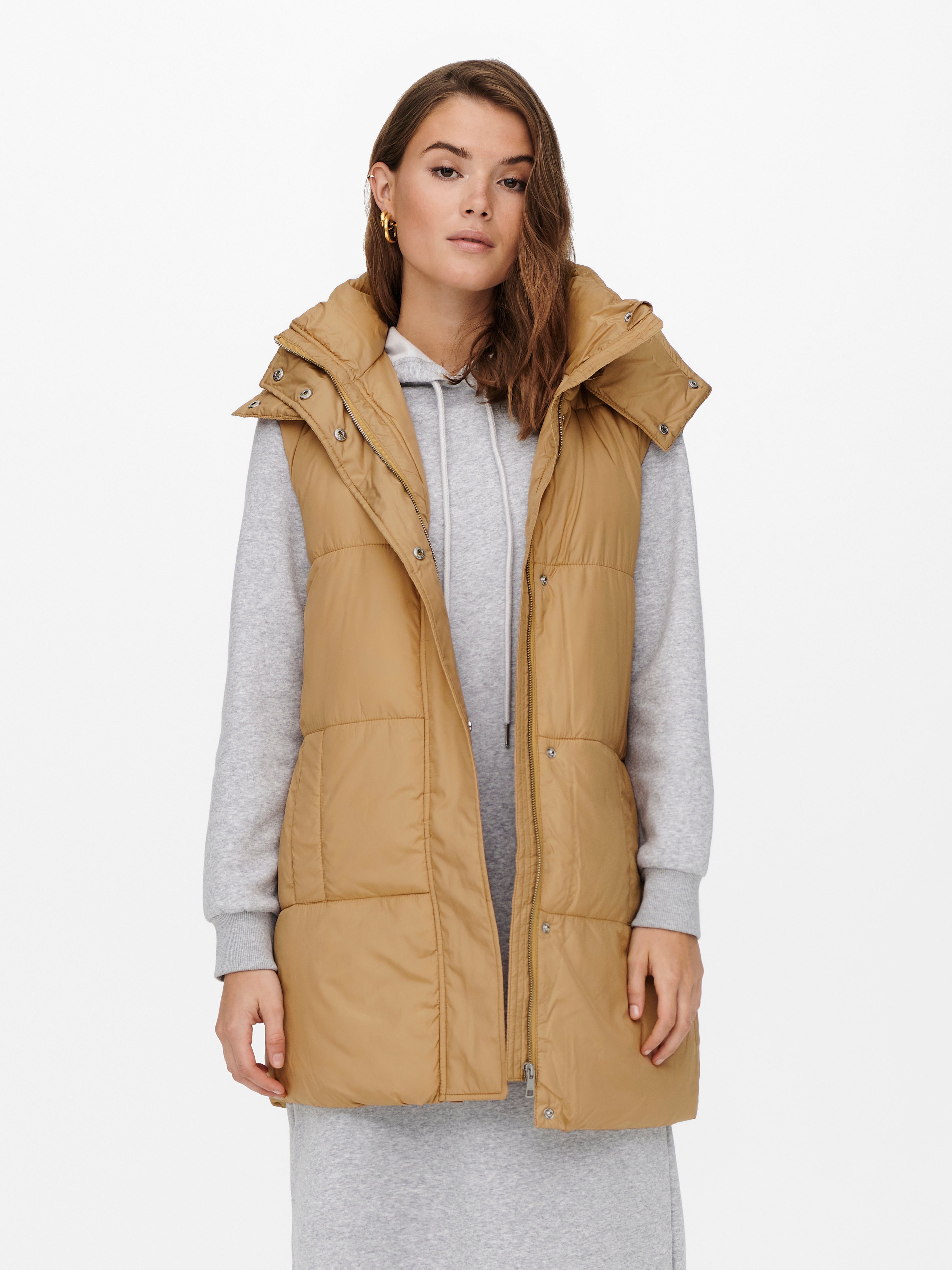 Puffer Waistcoat | Light Brown | ONLY®