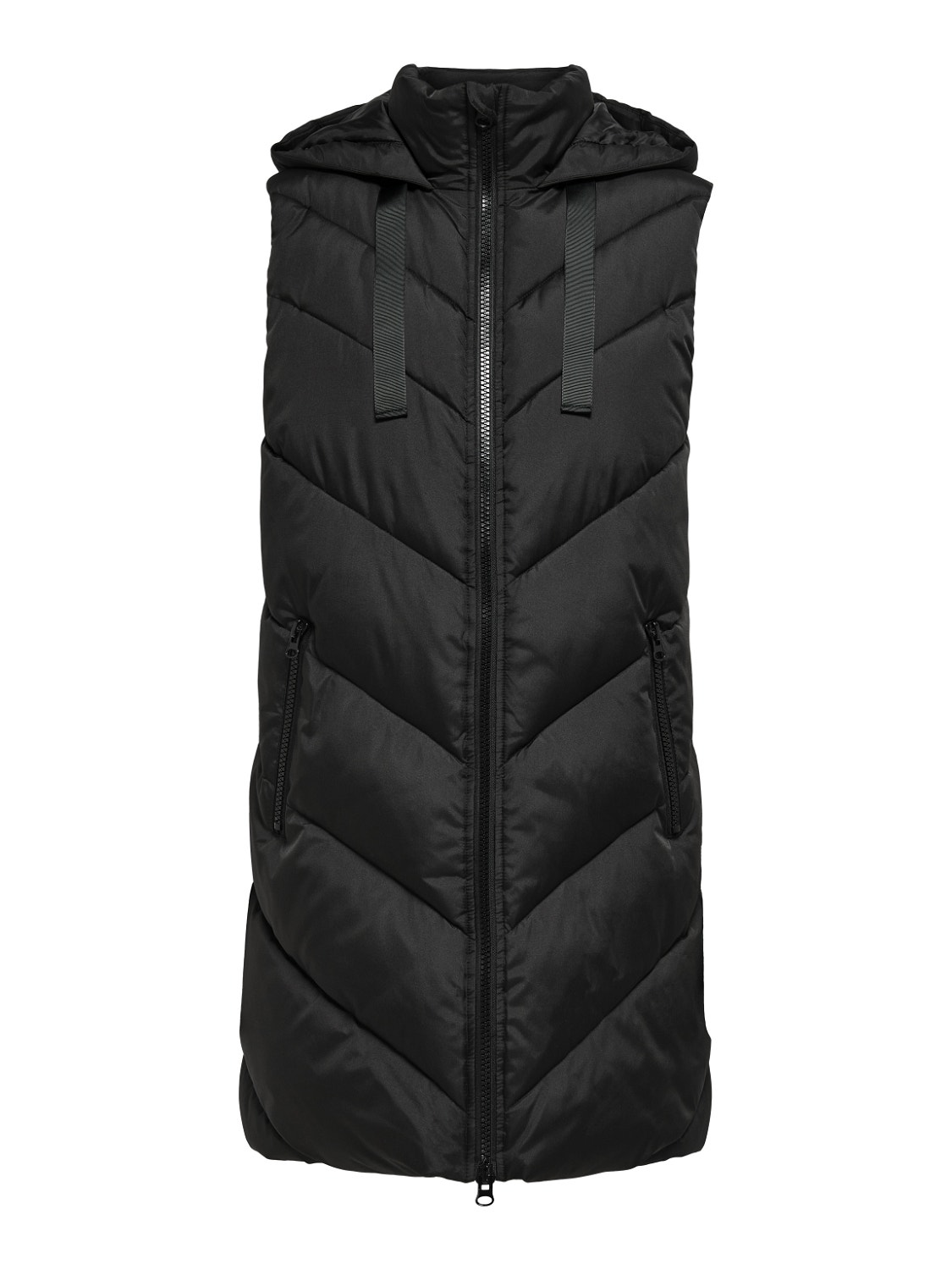 ONLY Long hooded vest -Black - 15220630