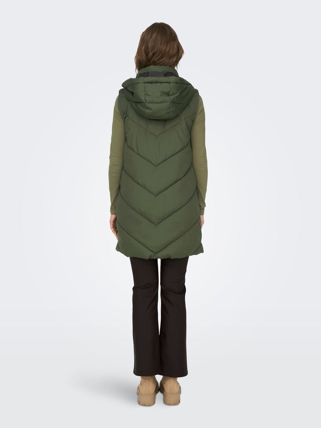 ONLY Long hooded vest -Forest Night - 15220630