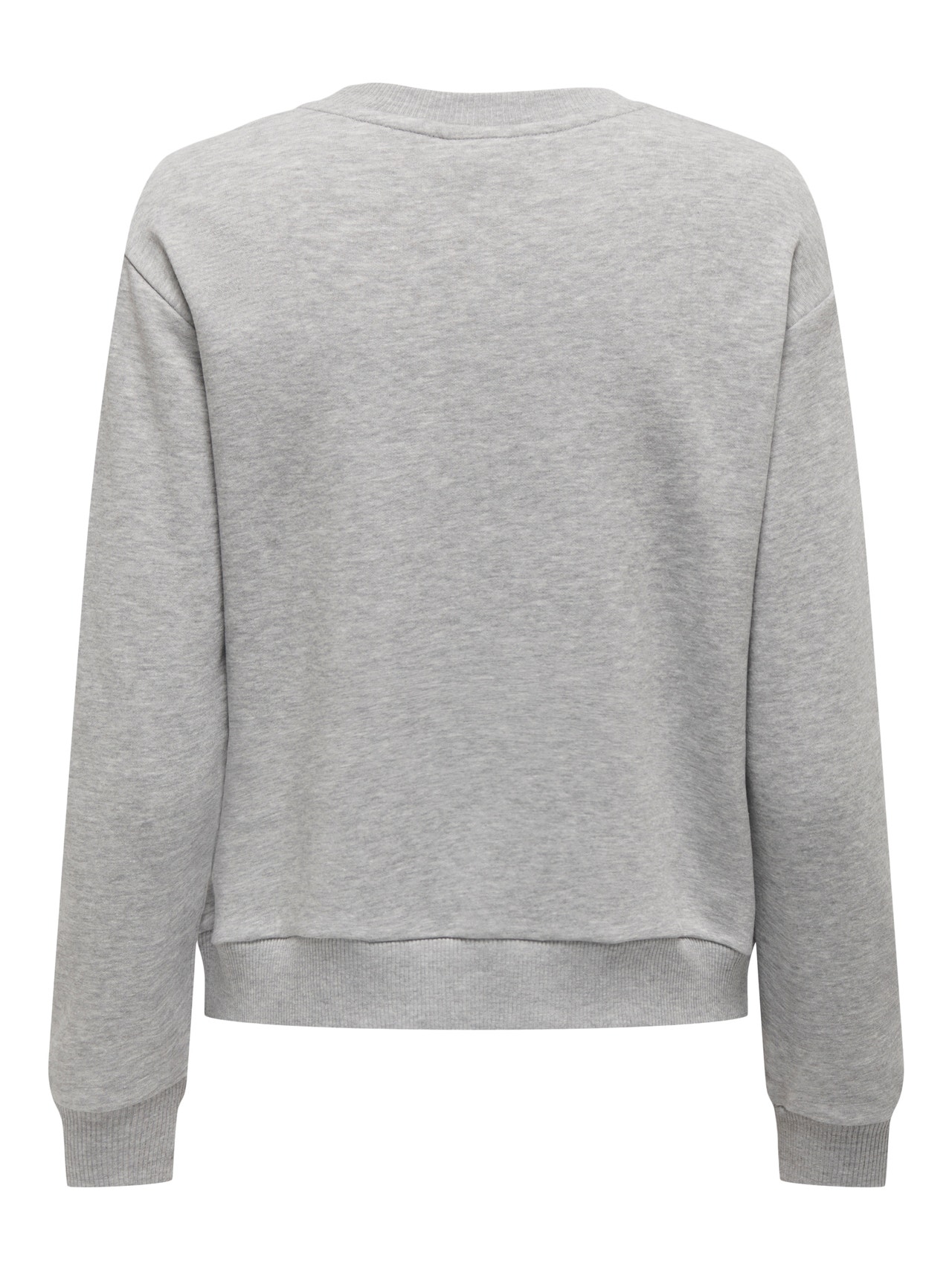ONLY Normal geschnitten Rundhals Gerippte Ärmelbündchen Sweatshirt -Light Grey Melange - 15221015