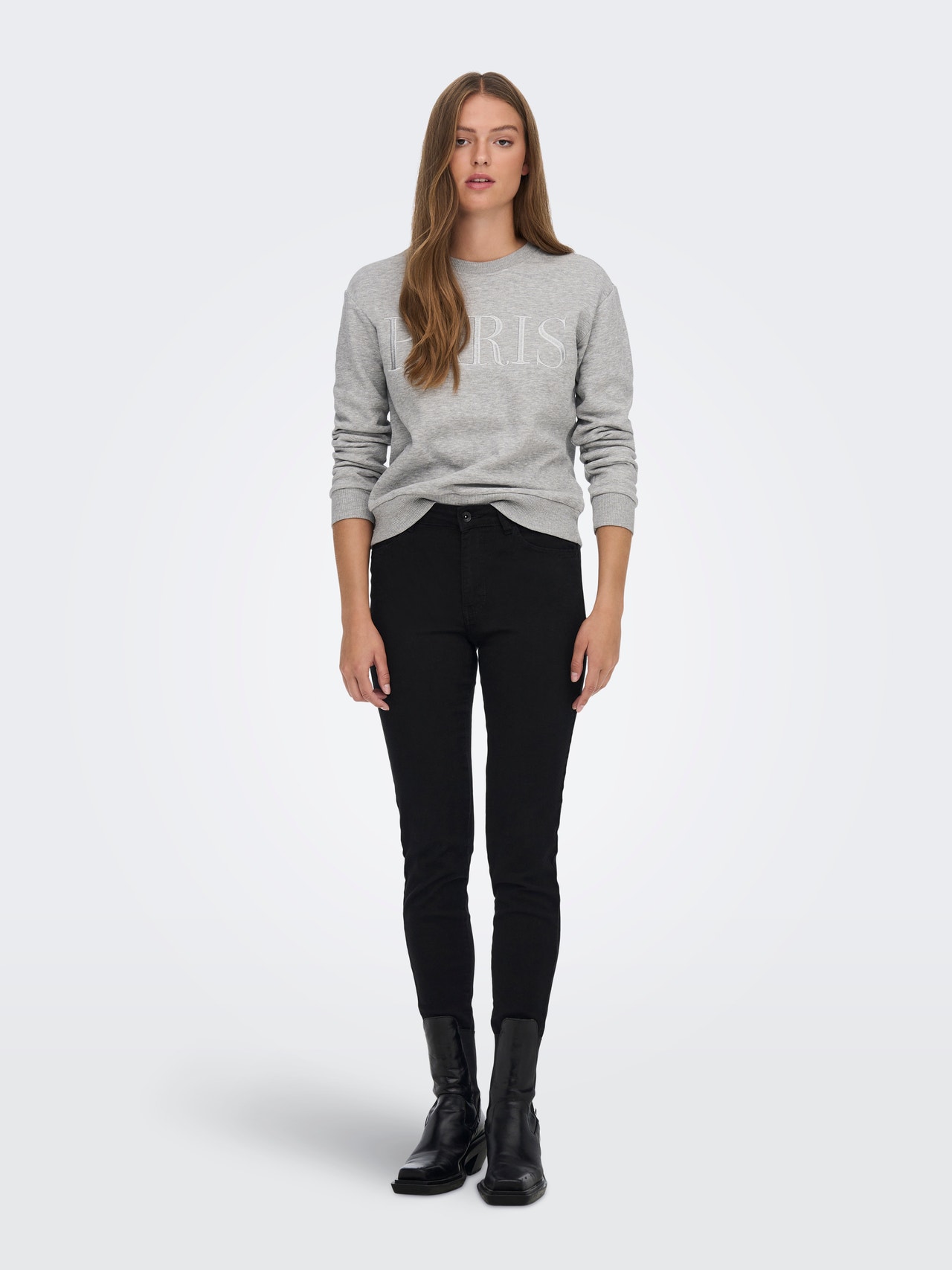ONLY Statement-prydd Sweatshirt -Light Grey Melange - 15221015