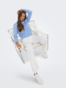 ONLY Normal geschnitten Rundhals Gerippte Ärmelbündchen Sweatshirt -Bel Air Blue - 15221015