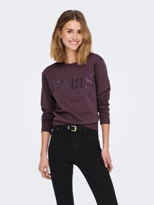 ONLY Regular Fit Round Neck Ribbed cuffs Sweatshirt -Plum Perfect - 15221015
