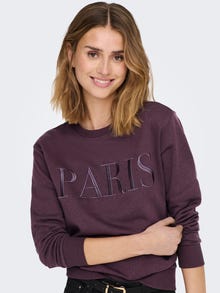 ONLY Regular Fit Round Neck Ribbed cuffs Sweatshirt -Plum Perfect - 15221015