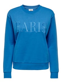 ONLY Normal geschnitten Rundhals Gerippte Ärmelbündchen Sweatshirt -French Blue - 15221015