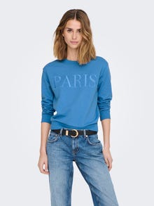 ONLY Normal geschnitten Rundhals Gerippte Ärmelbündchen Sweatshirt -French Blue - 15221015