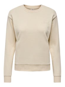 ONLY Normal geschnitten Rundhals Gerippte Ärmelbündchen Sweatshirt -Whitecap Gray - 15221015