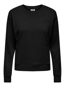 ONLY Regular fit O-hals Geribde mouwuiteinden Sweatshirt -Black - 15221015