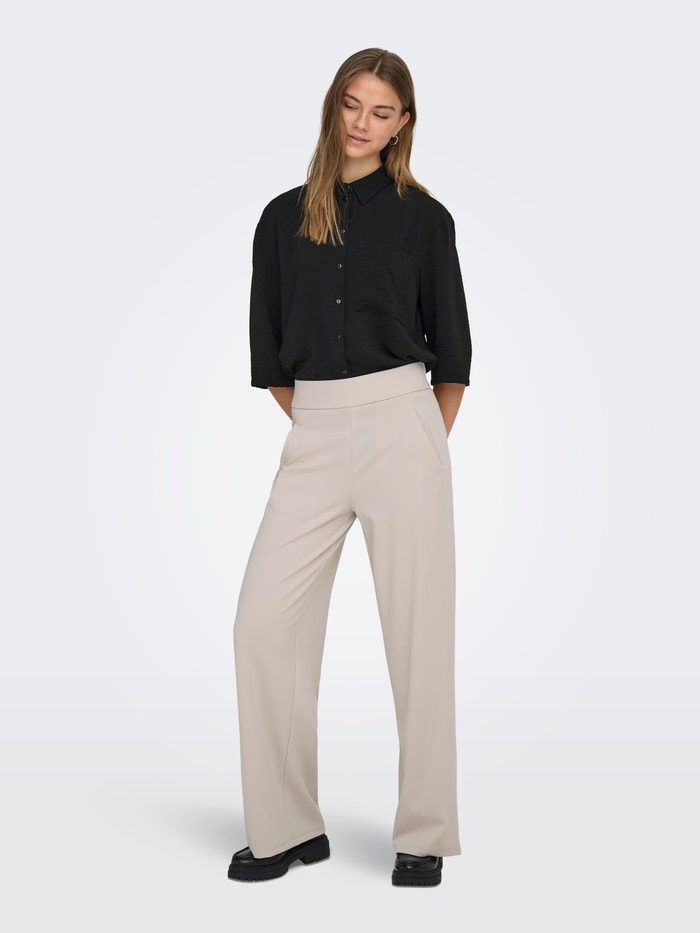 Grijze SELECTED FEMME Pantalon FANNI HW WIDE PANT B Grijze SELECTED FEMME Pantalon FANNI HW WIDE PANT B