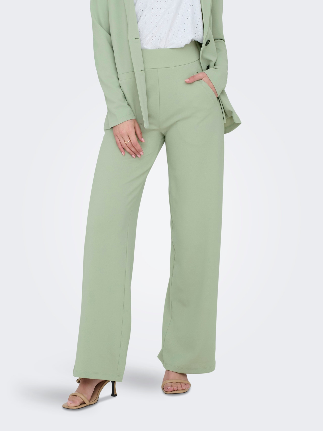 ONLY Široka noga stane Visoki struk Hlače -Desert Sage - 15221238