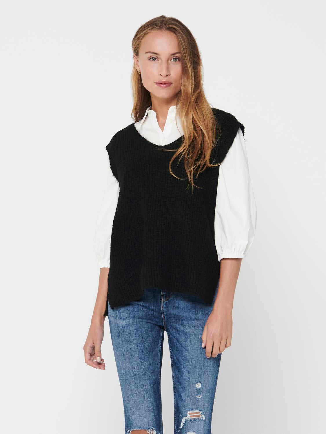 Knitted Waistcoat | Black | ONLY®