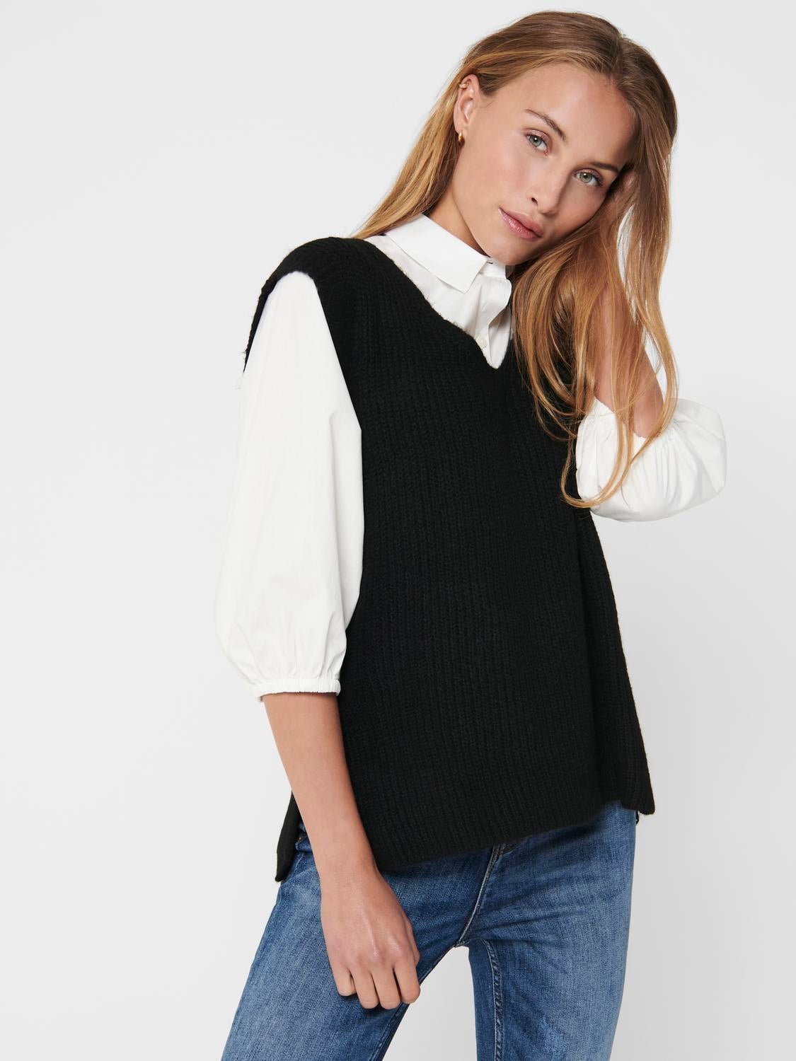 Knitted Waistcoat | Black | ONLY®
