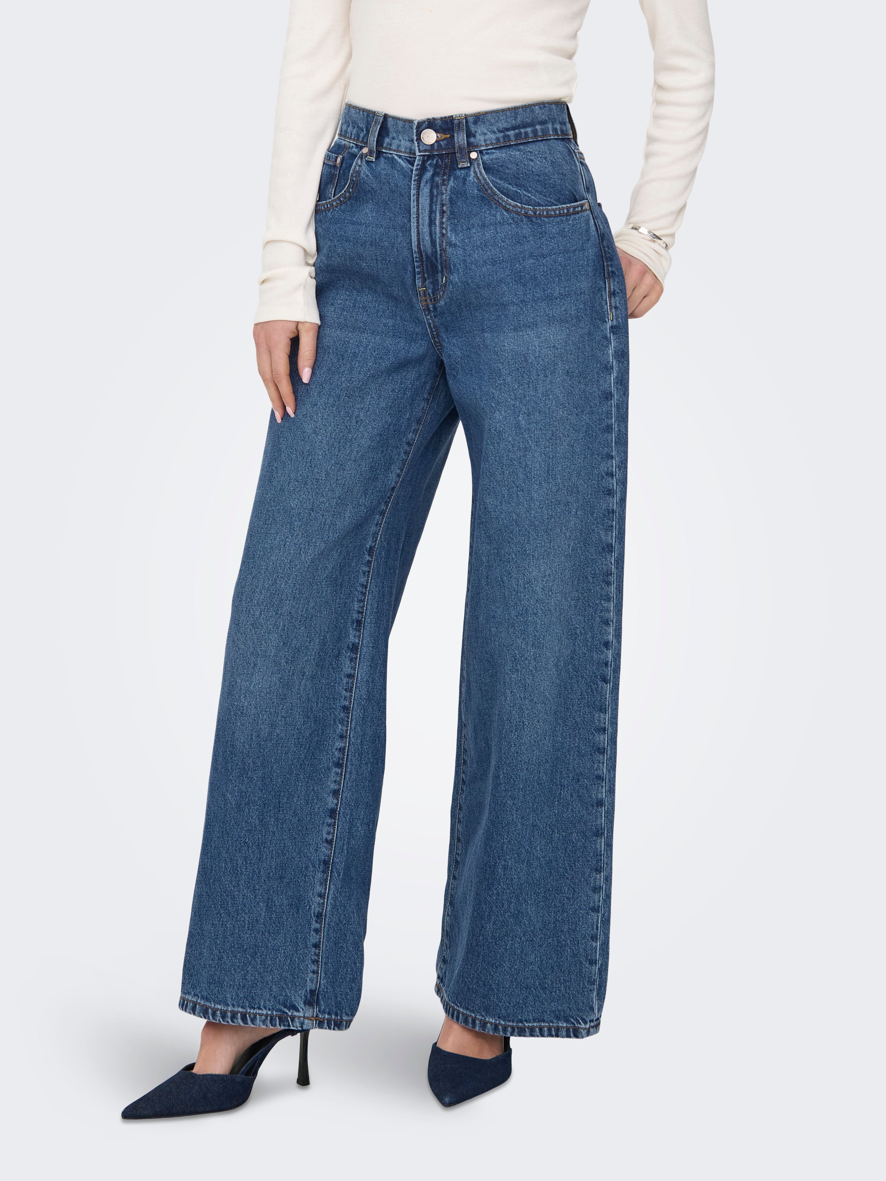 ONLHOPE Wysoka talia Krój wide leg Jeans | Medium Blue | ONLY®