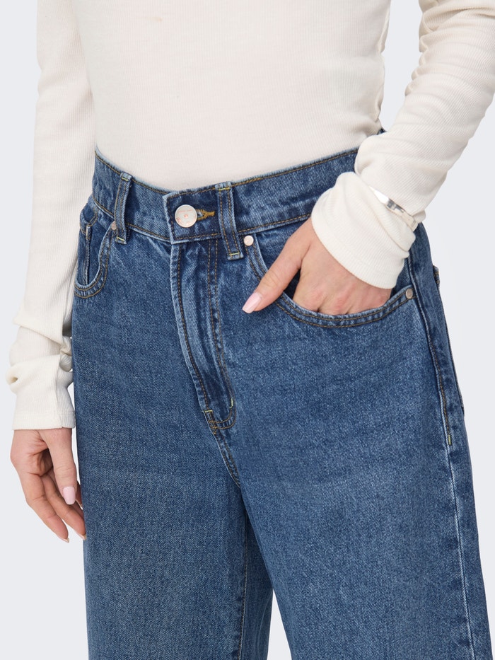 ONLY ONLHOPE Jeans Donna A Gamba Larga – Vita Alta, Blu Scuro, Taglia 29W X 34L