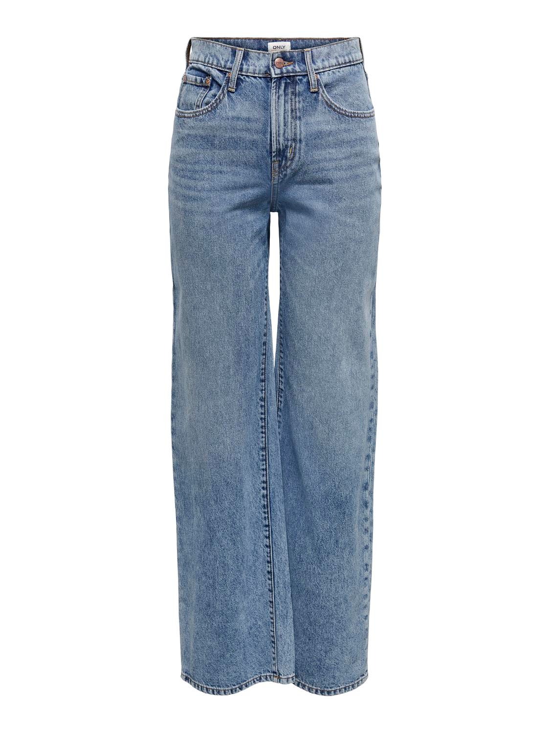 ONLY onlhope ex high waist wide Jeans -Light Blue Denim - 15222070