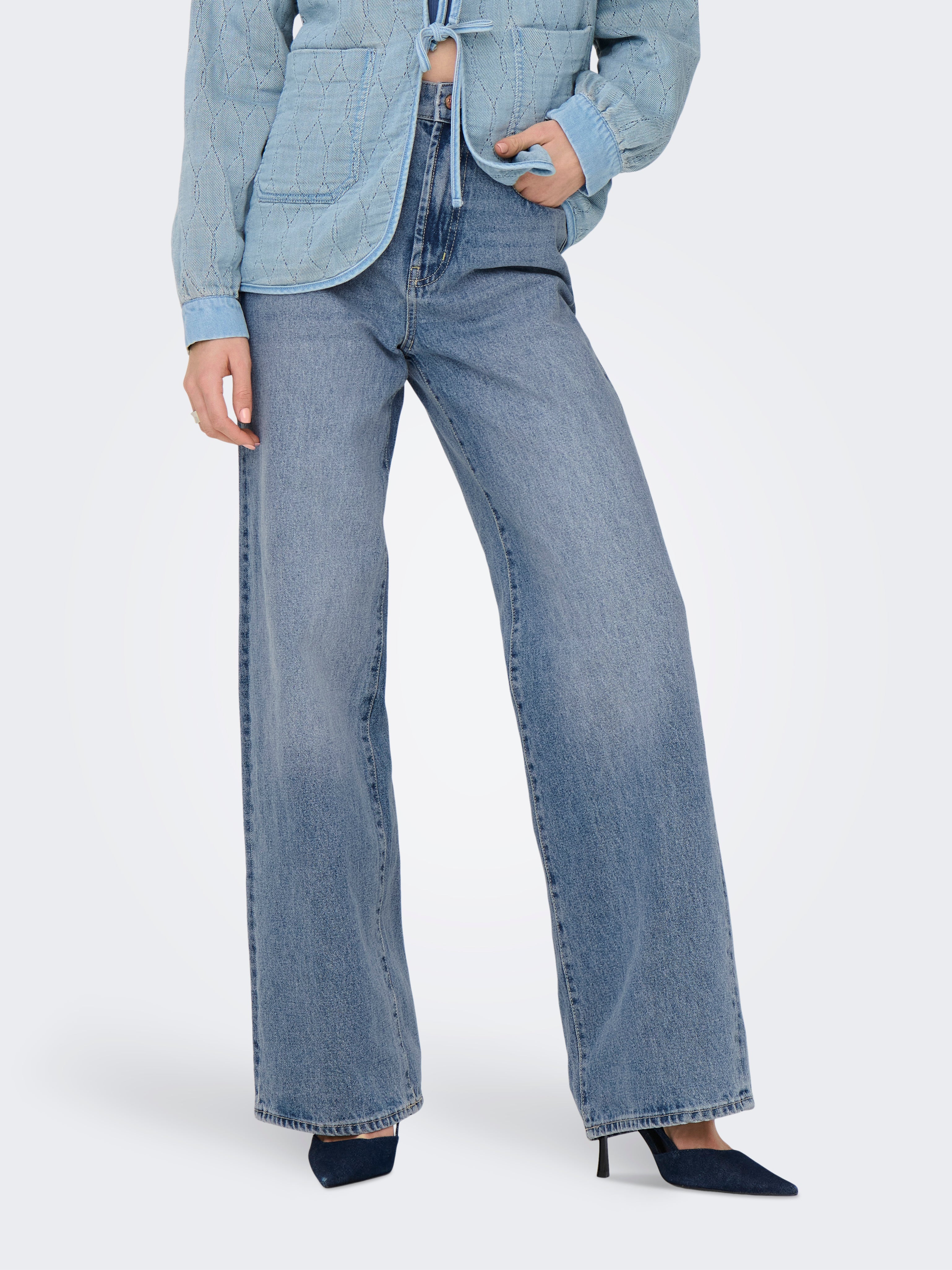 ONLHOPE Taille haute Wide Leg Fit Jeans Bleu clair ONLY