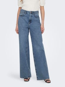 ONLY Weiter Beinschnitt Hohe Taille Jeans -Light Blue Denim - 15222070