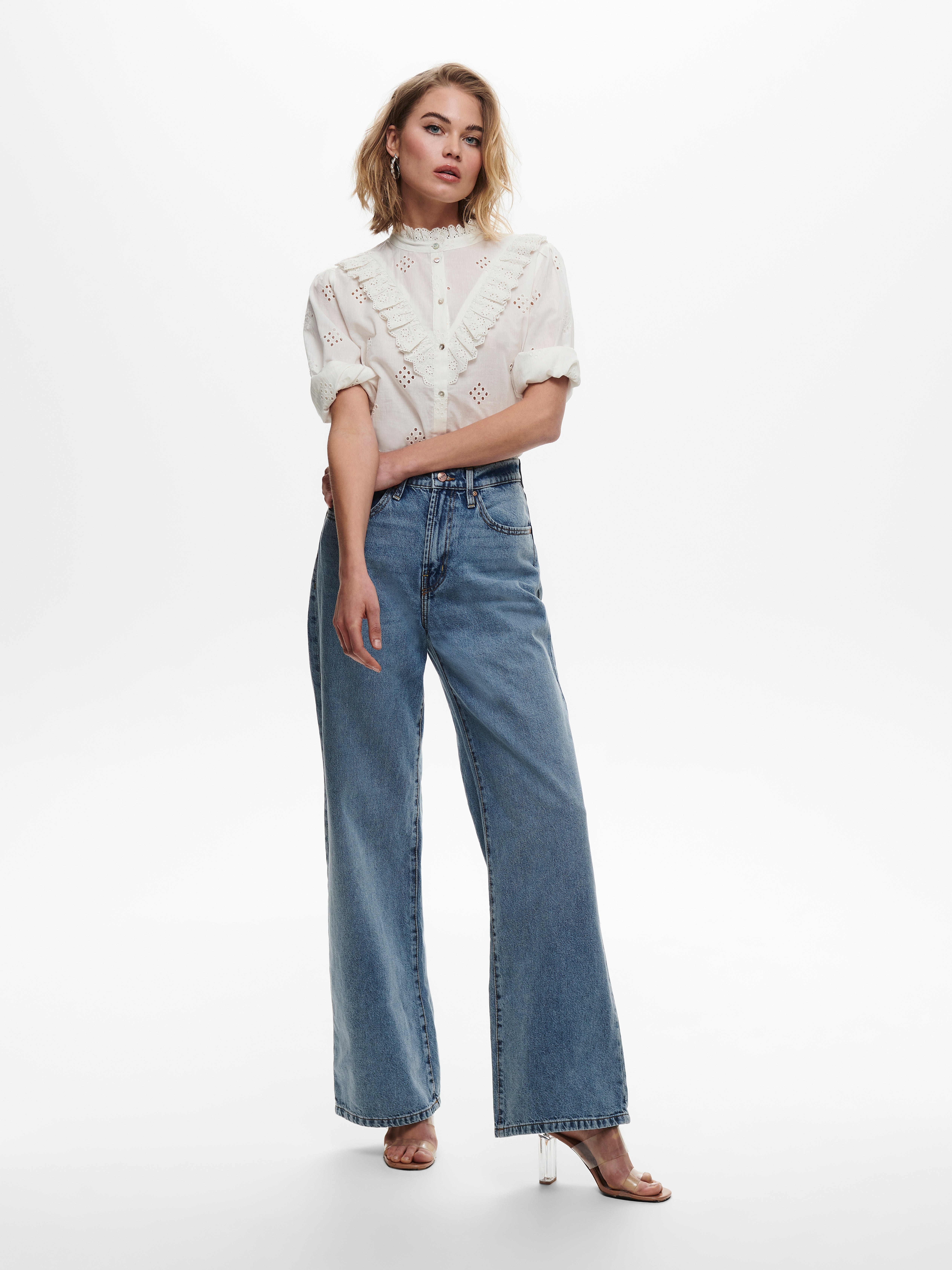 ONLHOPE High waist Wide Leg Fit Jeans Light Blue ONLY