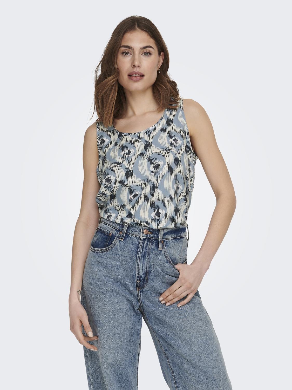 ONLY Tops Regular Fit Col rond -Faded Denim - 15222169