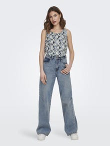 ONLY Normal passform O-ringning Topp -Faded Denim - 15222169