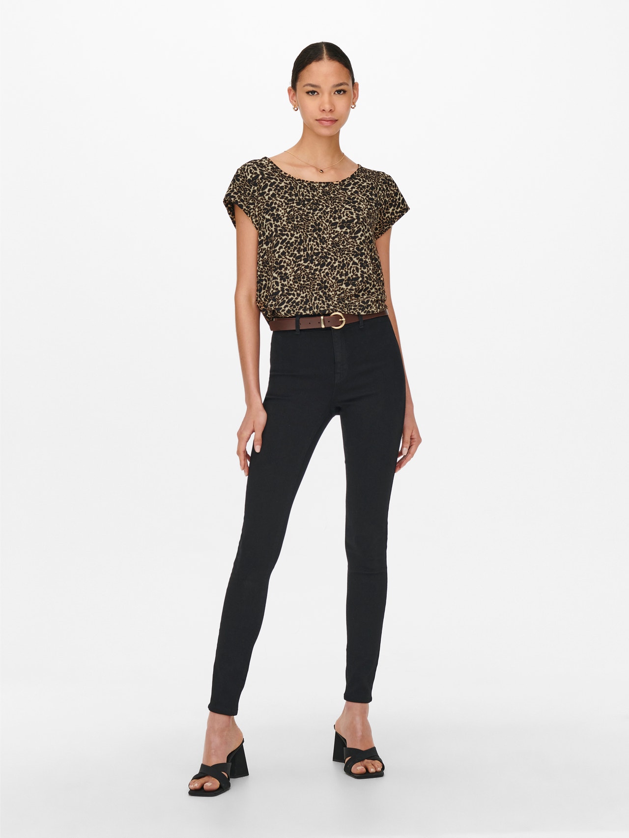 ONLY Top with print -Toasted Coconut - 15222172