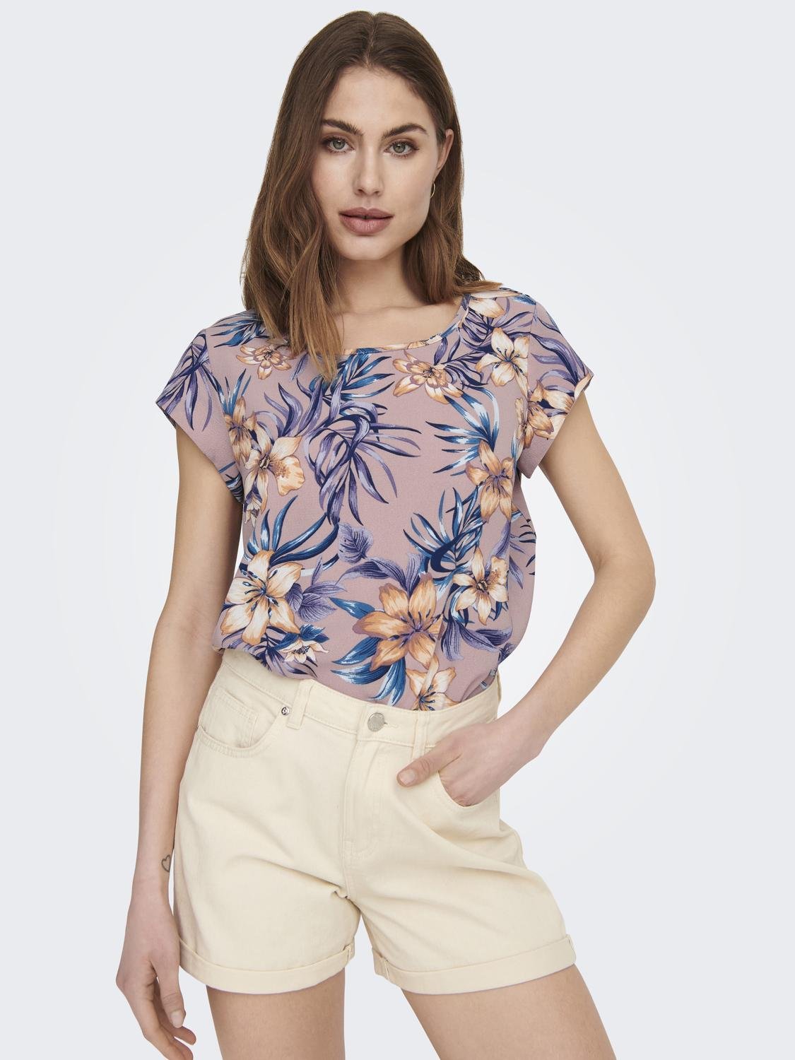 ONLY Tops Regular Fit Col rond -Woodrose - 15222172