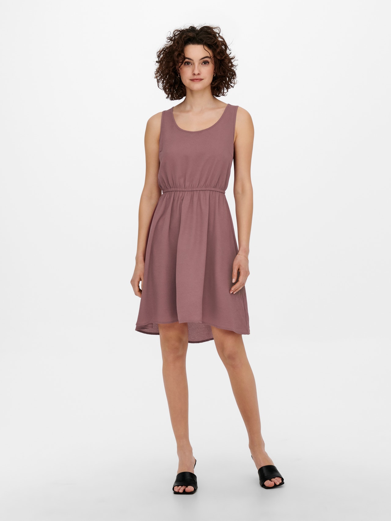 ONLY Regular Fit Round Neck Short dress -Rose Brown - 15222203