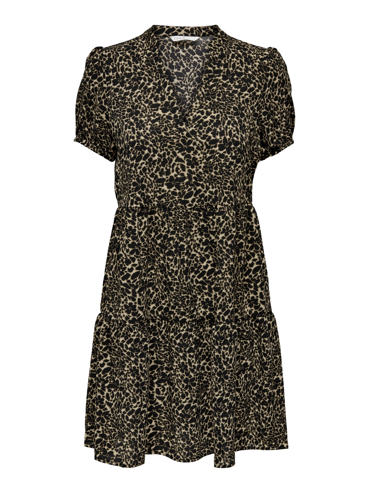 ONLY Normal geschnitten V-Ausschnitt Elastische Bündchen Kurzes Kleid -Toasted Coconut - 15222212